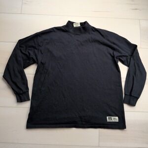 Vintage Russell Athletic Mens XL Black Mock Neck Blank Long Sleeve Brazil Made
